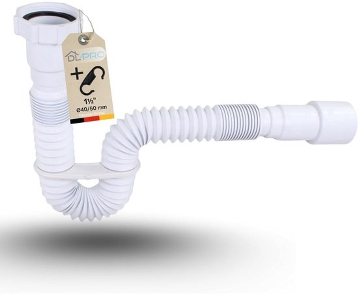 Flexibele sifon 1 1/2 inch uittrekbaar voor wastafel en gootsteen