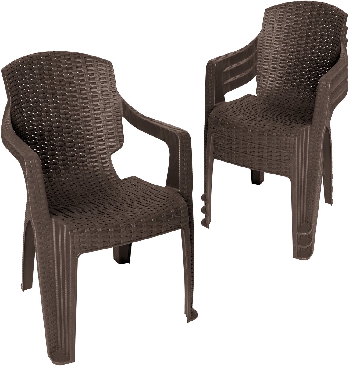 Garronda 4 Tuinstoelen Stapelbaar met Rotanlook GD-0254 Bruin