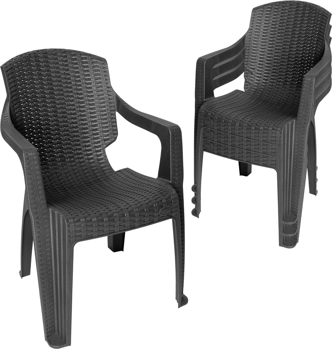 Garronda 4 Tuinstoelen Stapelbaar met Rotanlook GD-0254 Antraciet