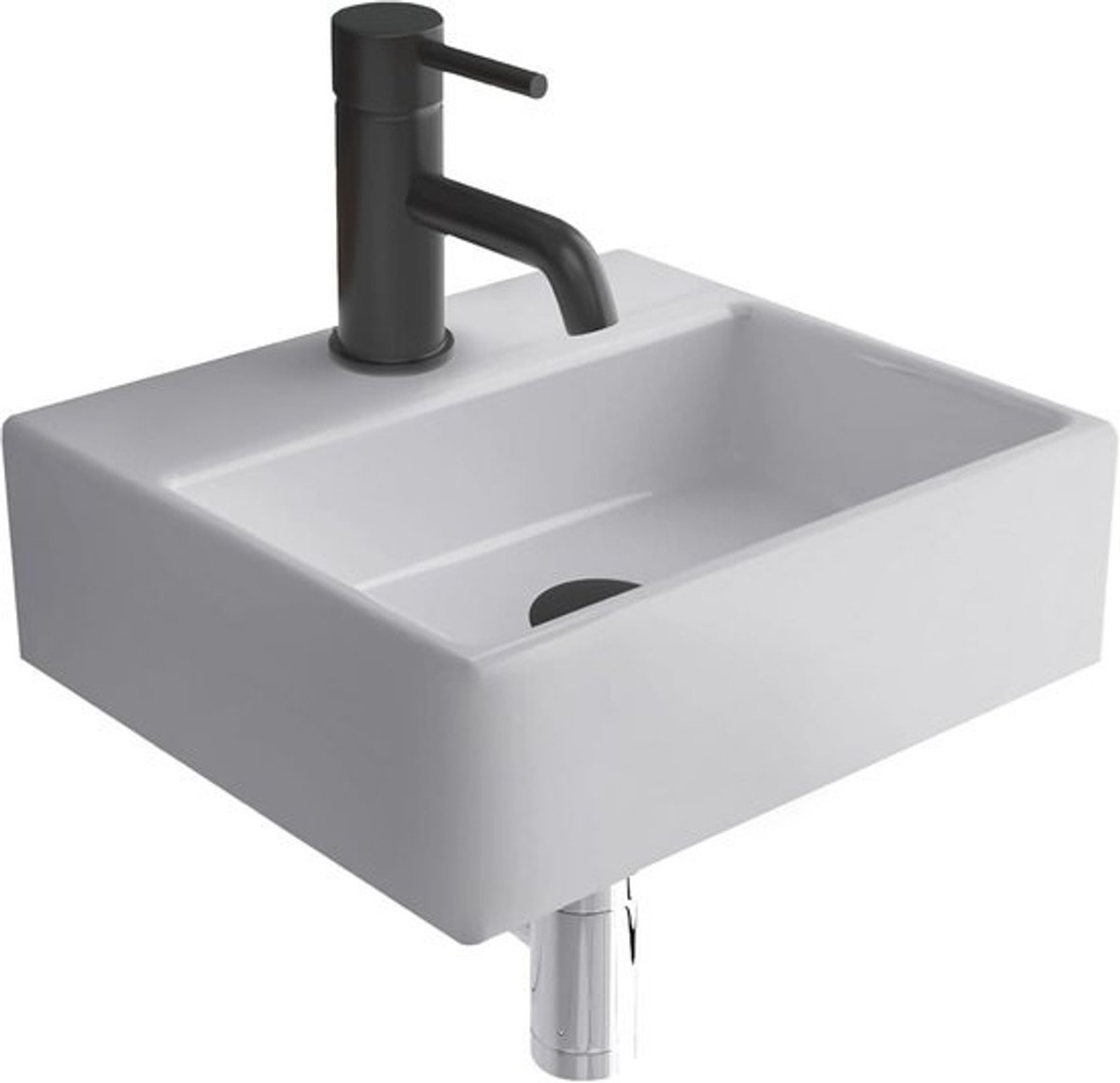 Kleine Vierkante Wastafel 33 cm - Moderne Wandwastafel Keramiek voor Gasten, WC en Badkamer