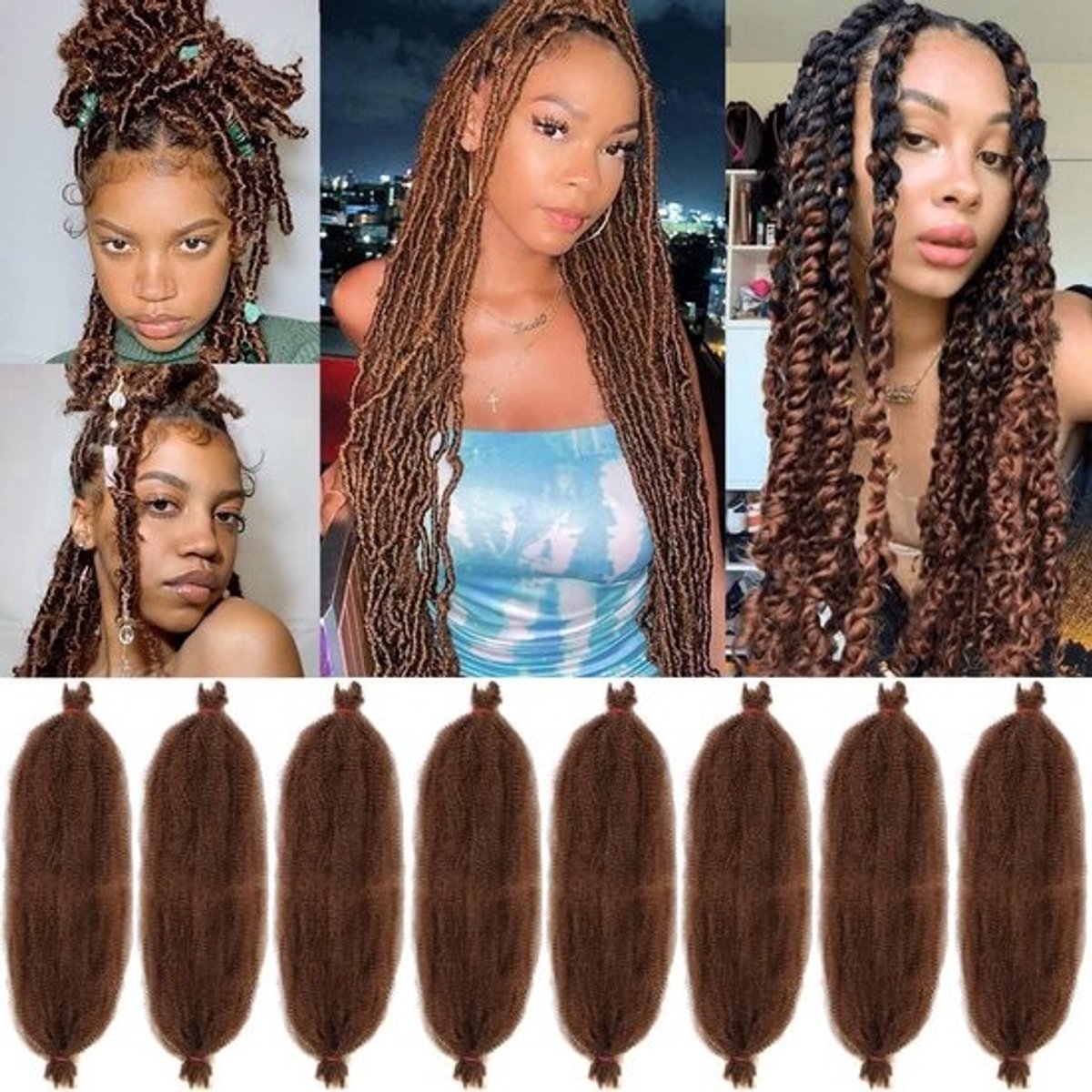 30,5 cm Voorgescheiden Krullend Haar - 8 Pakken Synthetisch Spring Twist voor Beschermende Kapsels