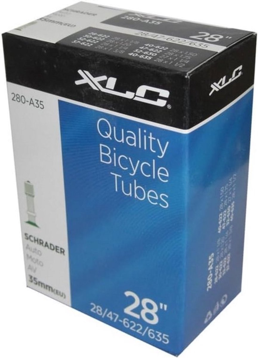 XLC Unisex - Fietsbinnenband voor volwassenen 27/28 x 1 1/8-1,75 28/47-622/635 AV 35 VT-A28, zwart, één maat