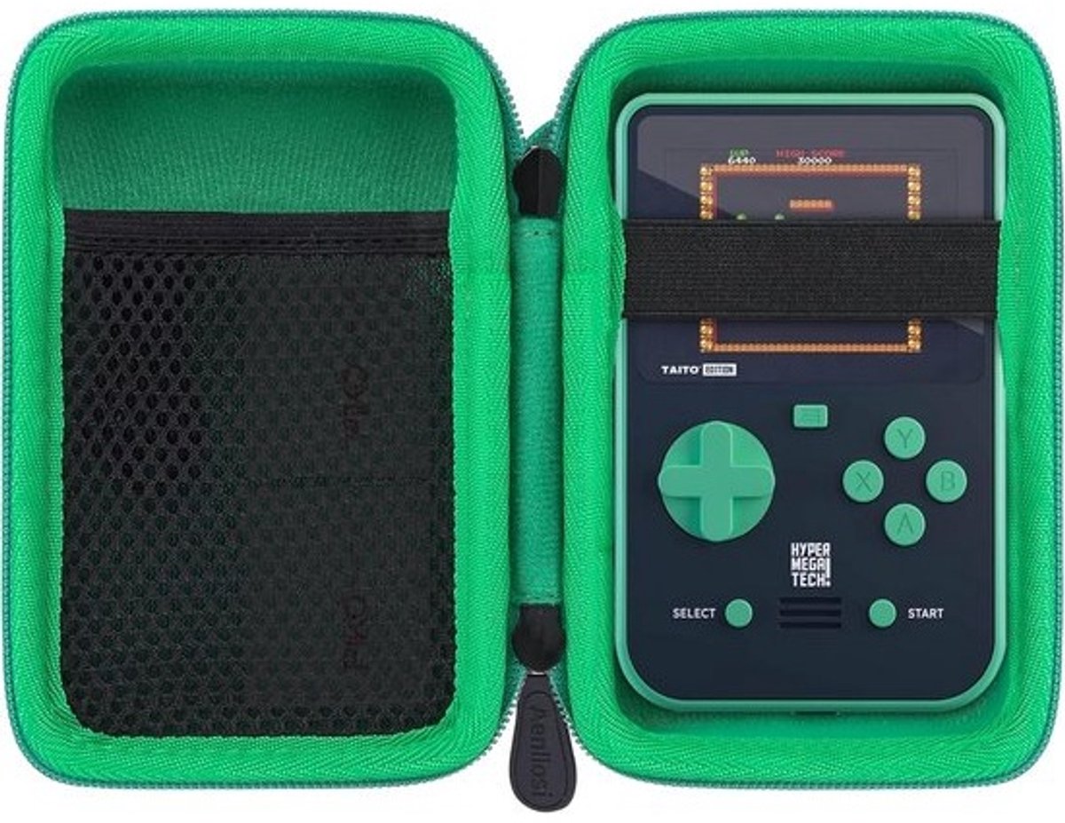 Harde hoes voor Super Pocket Gaming handconsole met netvak voor USB-kabel en Evercade cartridges