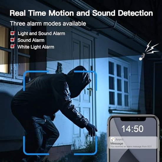 Buiten Camera - Beveiligingscamera WiFi - Huis Beveiligen - Draadloos Oplaadbaar - IP65 Waterdicht - Zwart — afbeelding 4