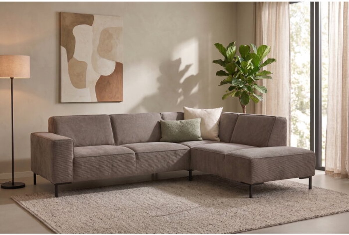 Hoekbank Riva Taupe - Glow 6 – Ottomane Rechts – 262x195 cm