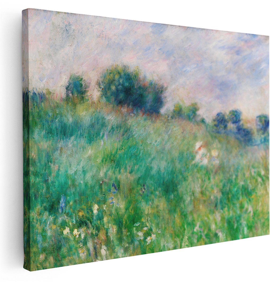 Artaza Canvas Schilderij Natuur - 160x120 cm - Groot - Wanddecoratie Vrouw In Veld - Muurdecoratie Landschap - Schilderijen Op Canvas Impressionisme