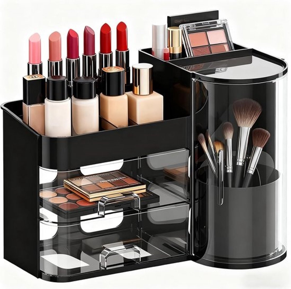 Draaibare Make-up Organizer met Stofkap en Laden - Cosmetica Presentatiekast