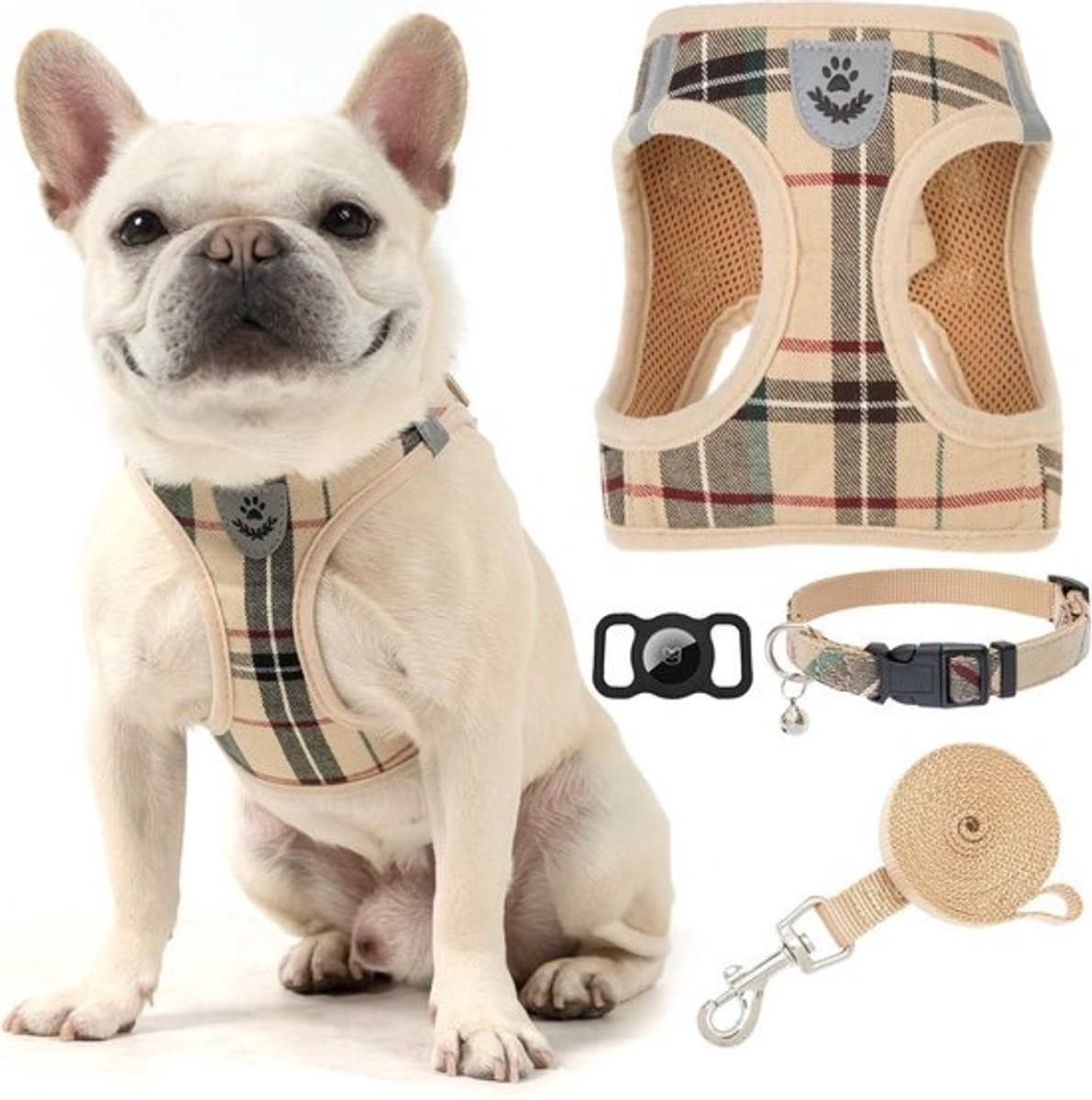 Honden tuigje met riem en halsband set voor puppy's en kleine honden