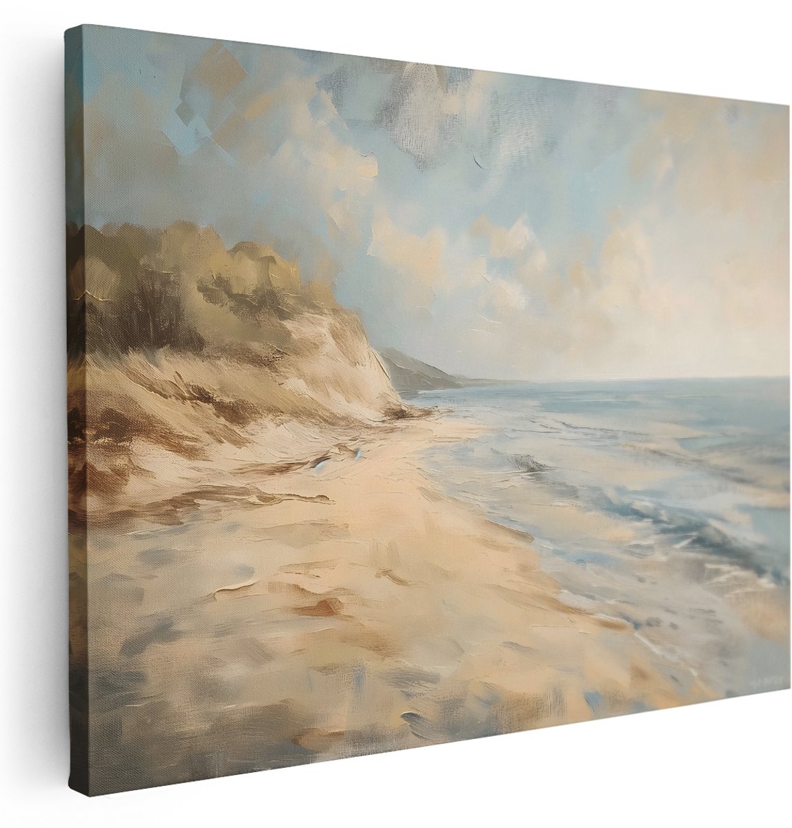Artaza Canvas Schilderij Zee - 160x120 cm - Groot - Wanddecoratie Landschap - Muurdecoratie Strand Duinen - Kamer Accessoires Natuur