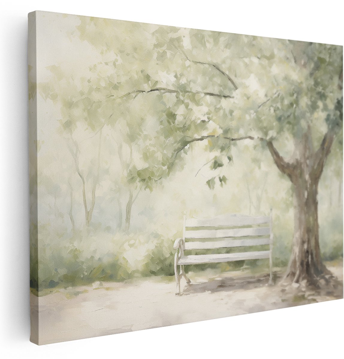 Artaza Canvas Schilderij Natuur - 160x120 cm - Groot - Wanddecoratie Landelijk - Muurdecoratie Boom - Schilderijen Op Canvas Wit - Zacht Ochtendlicht