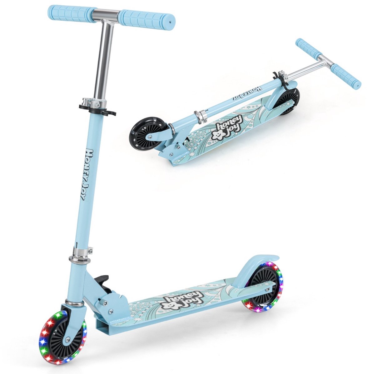SureDeal® - Kinderstepp - Kinderstep Wielige Scooter - Knipperende Wielen Verstelbaar - Achterremsysteem Standaard - 66x33x80 cm - Blauw