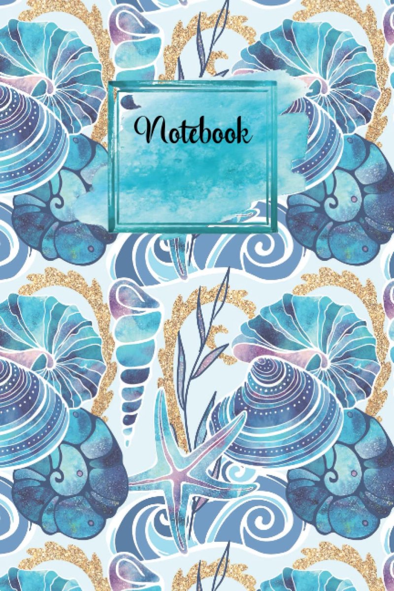 Blue Purple Seashell Notebook: An Ocean Inspired Lined Seashell Notepad with Gold Seaweed - ShopVlot
