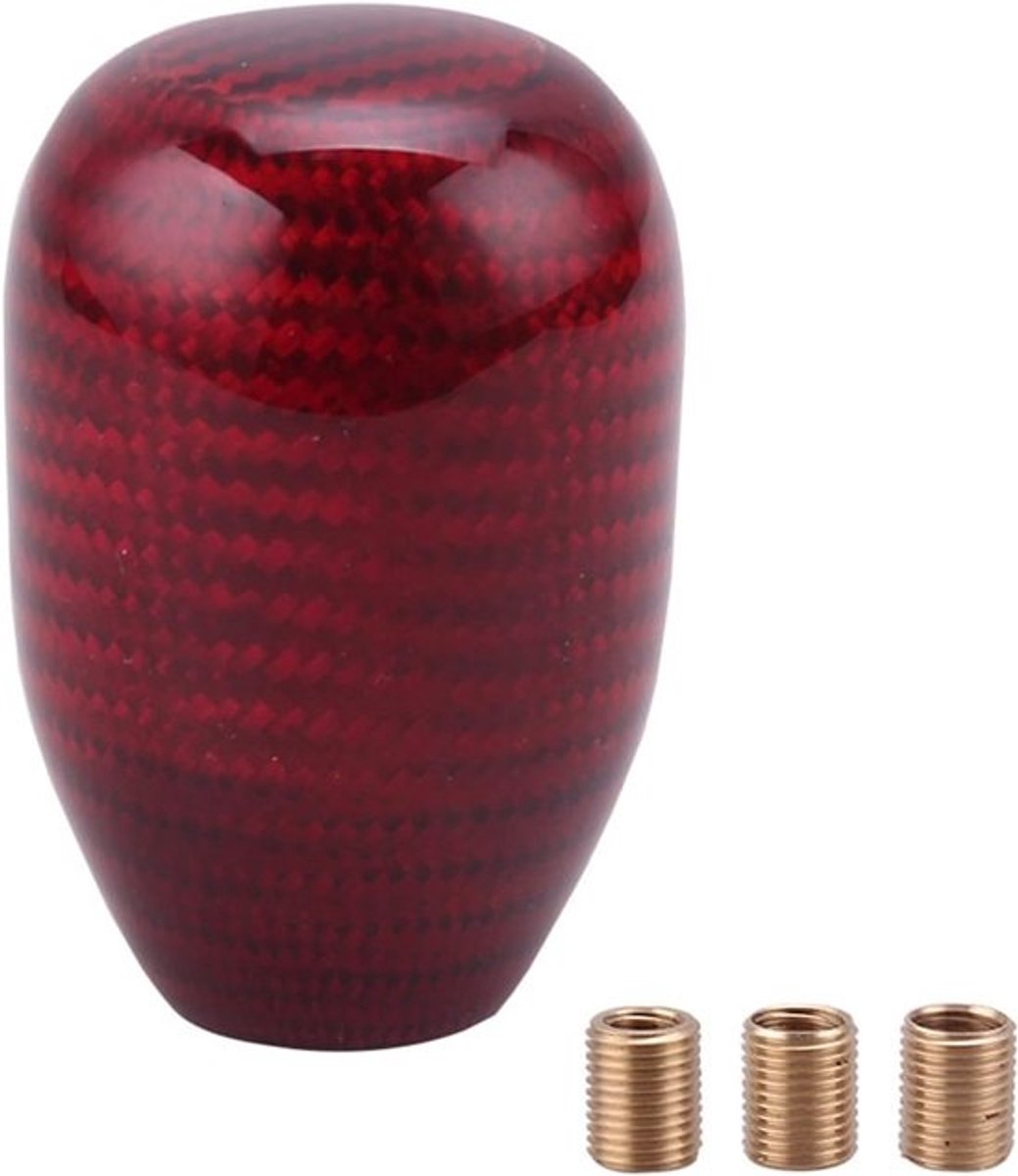 Koolstofvezel versnellingsknop met adapters voor handgeschakelde auto's - rood