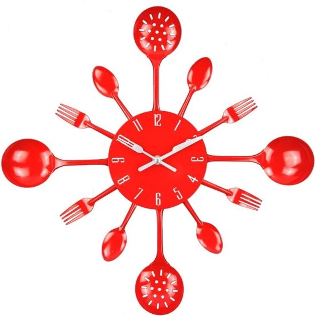 Grote Wandklok Keuken met Bestek: Stijlvol Horloge met Lepel en Vork