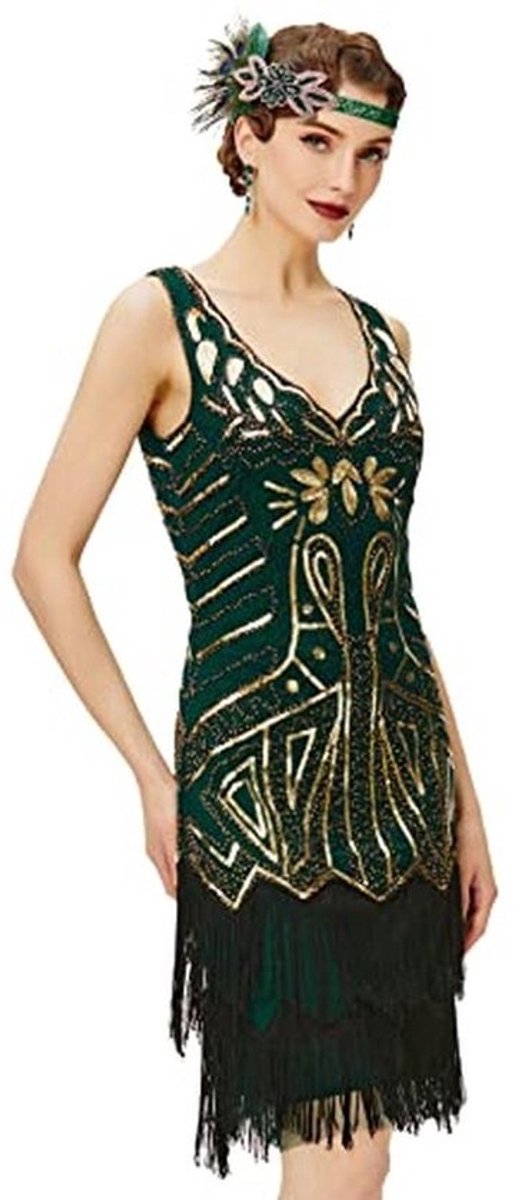 Flapper-jurk voor dames met V-hals - Cocktailjurk