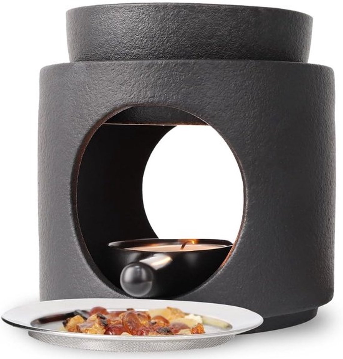 Wierookbrander Geurlamp 2 in 1 met Zeef en Kom voor Aromatherapie en Decoratie - Zwart