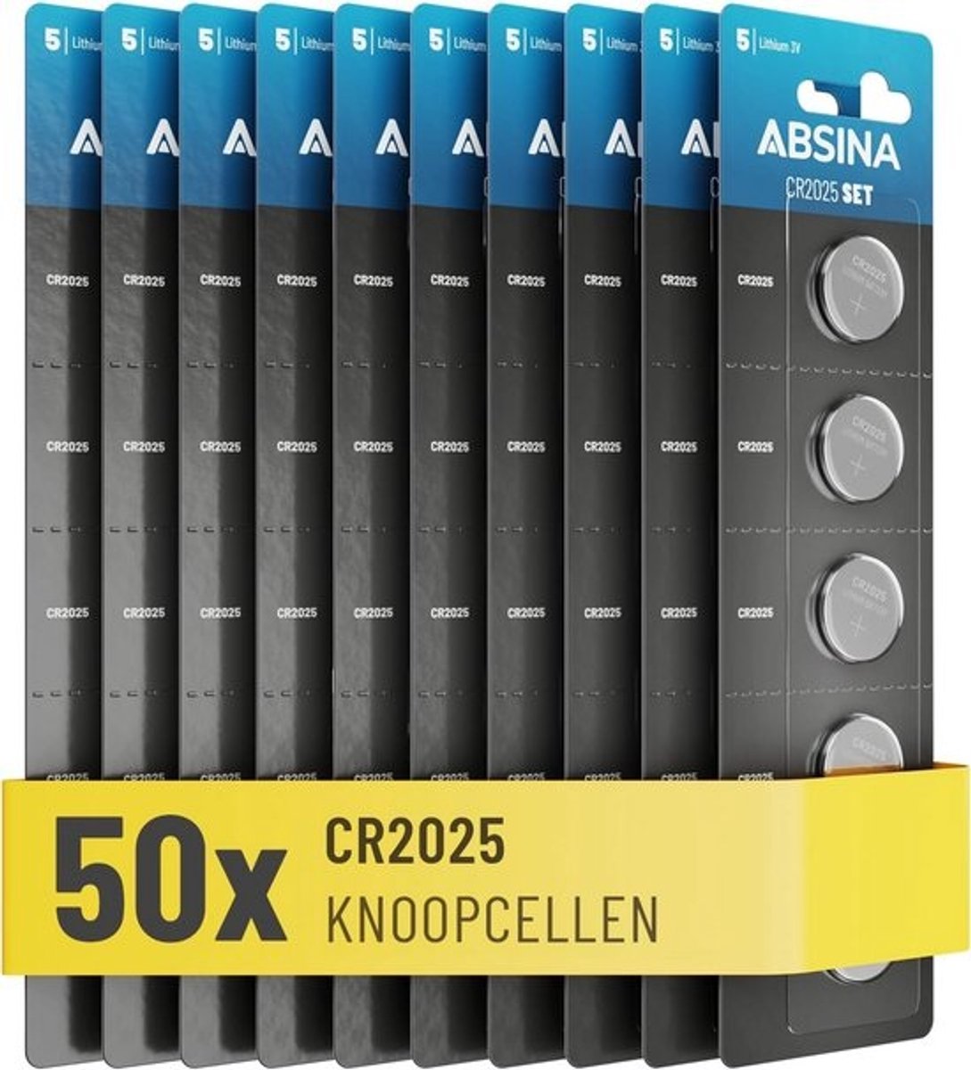 Knoopcelbatterijen CR2025, 50 Stuks, Lekvrij met Lange Houdbaarheid, 3V Lithium Knoopcellen