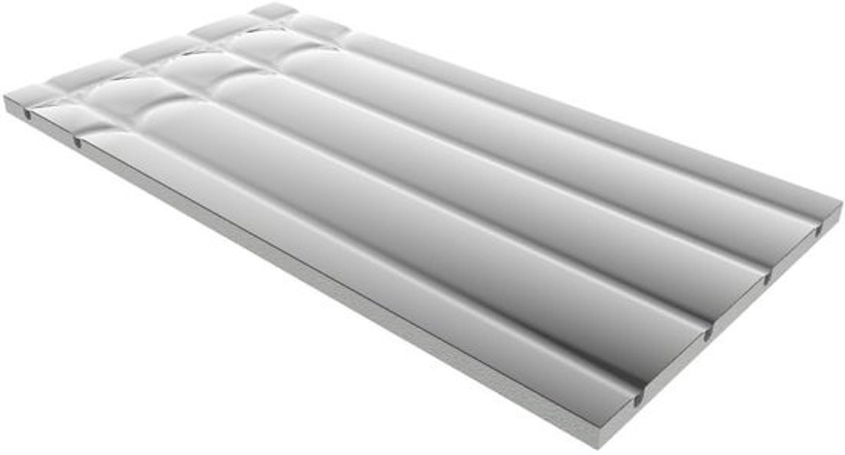 Droge egalisatieplaat voor vloerverwarming met 16 mm buis, isolatie en 30 mm installatiehoogte