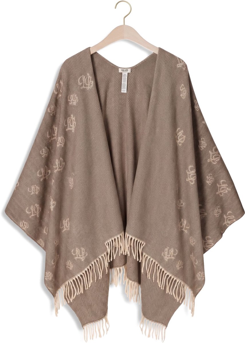 Liu Jo Logo - Cloack/poncho.1 Jassen Dames - Winterjas - Bruin - Maat ONESIZE
