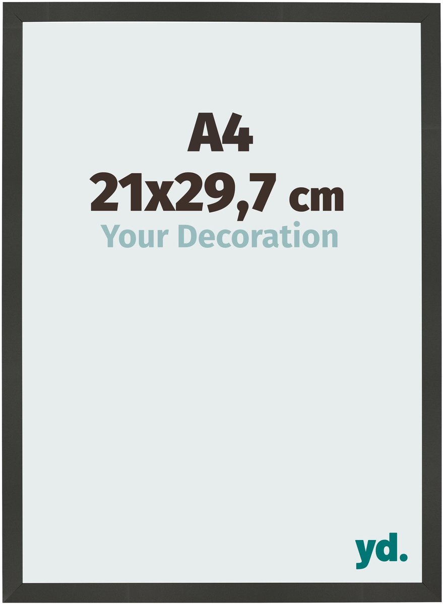 Your Decoration - Fotolijst A4 21x 29,7 cm - MDF - Antraciet - Bologna