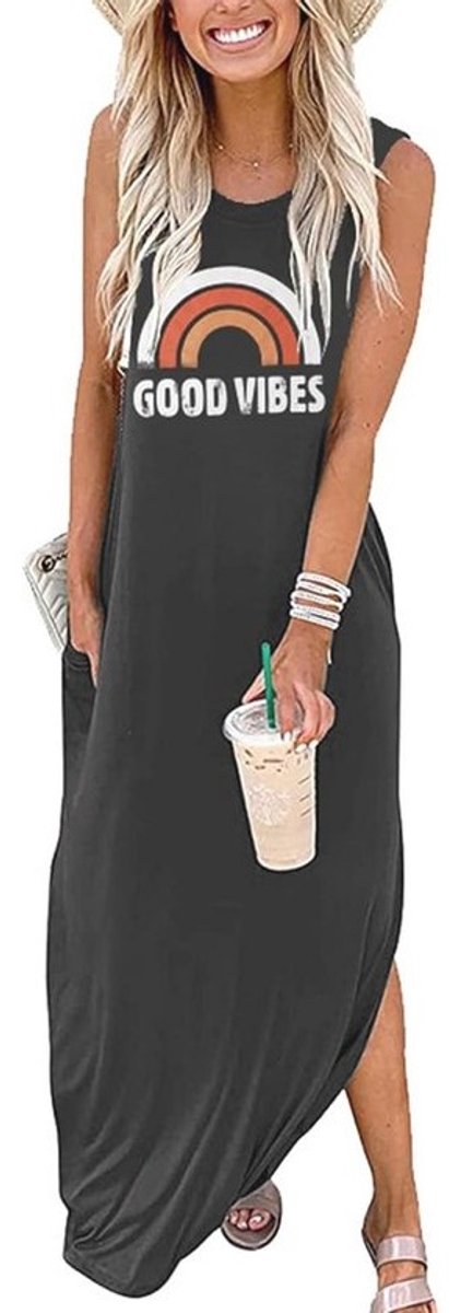 Maxi Zomerjurk voor Dames – Mouwloos, Losvallend, Met Zakken, Casual T-shirtjurk