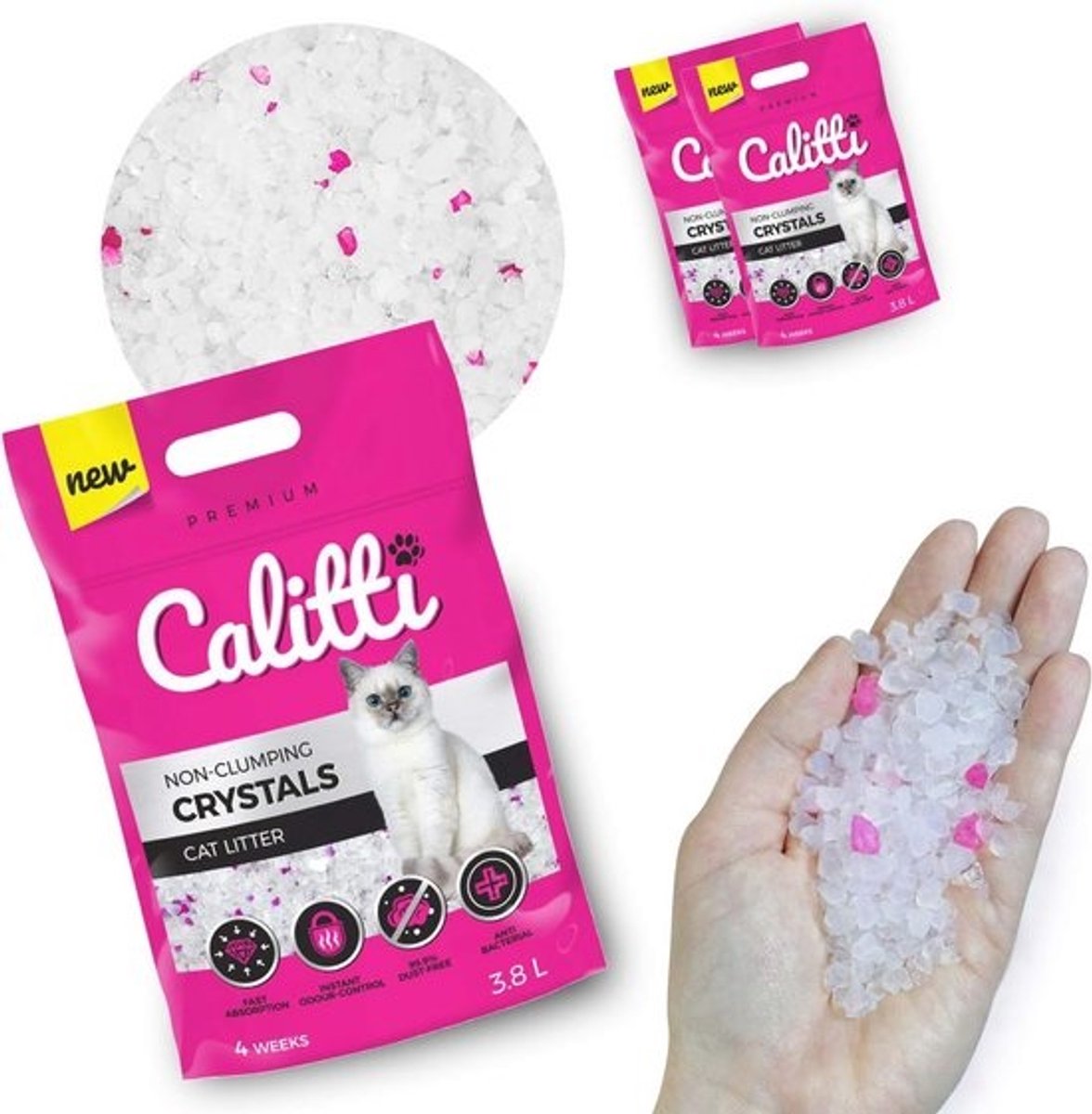 Premium Silicaat Kattenbakkorrels - Antibacterieel en Stofvrij - Set van 2 x 3,8 L