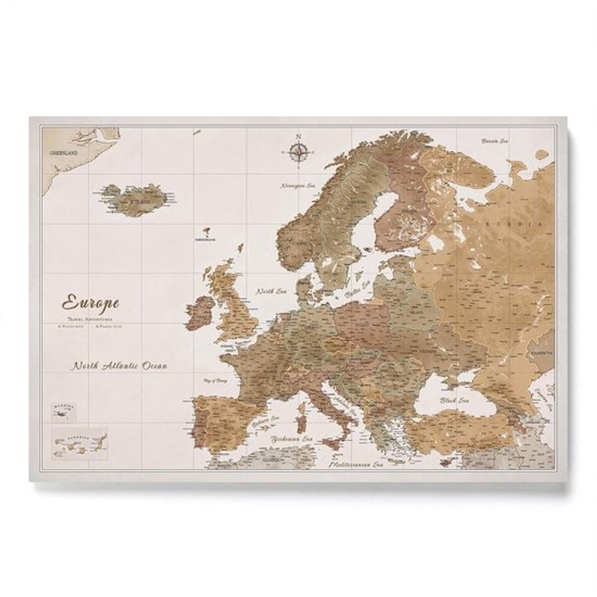 Grote Kurken Kaart van Europa voor aan de Muur - Prikbaar Wanddecoratie