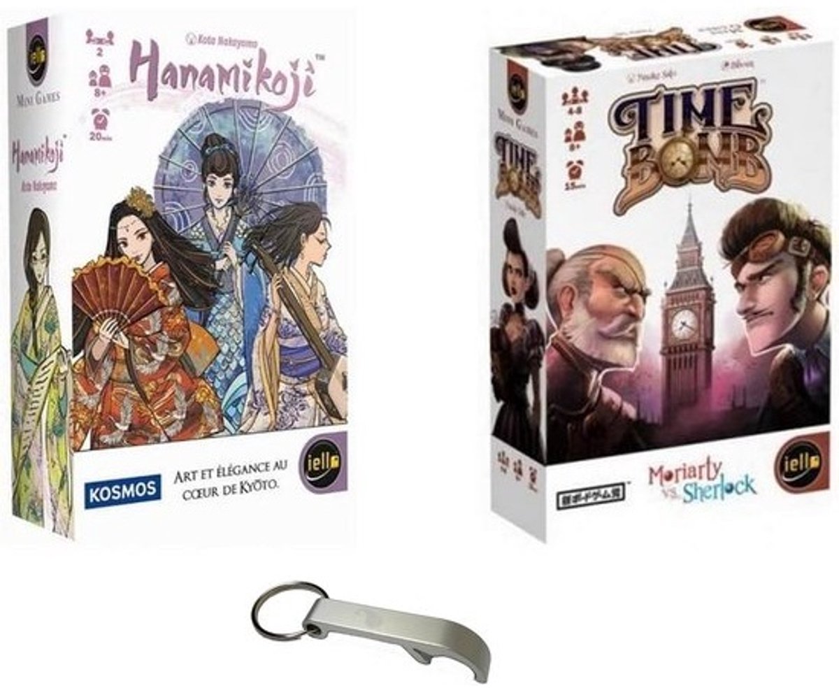 Time Bomb en Hanamikoji Gezelschapsspellenpakket met Flesopener