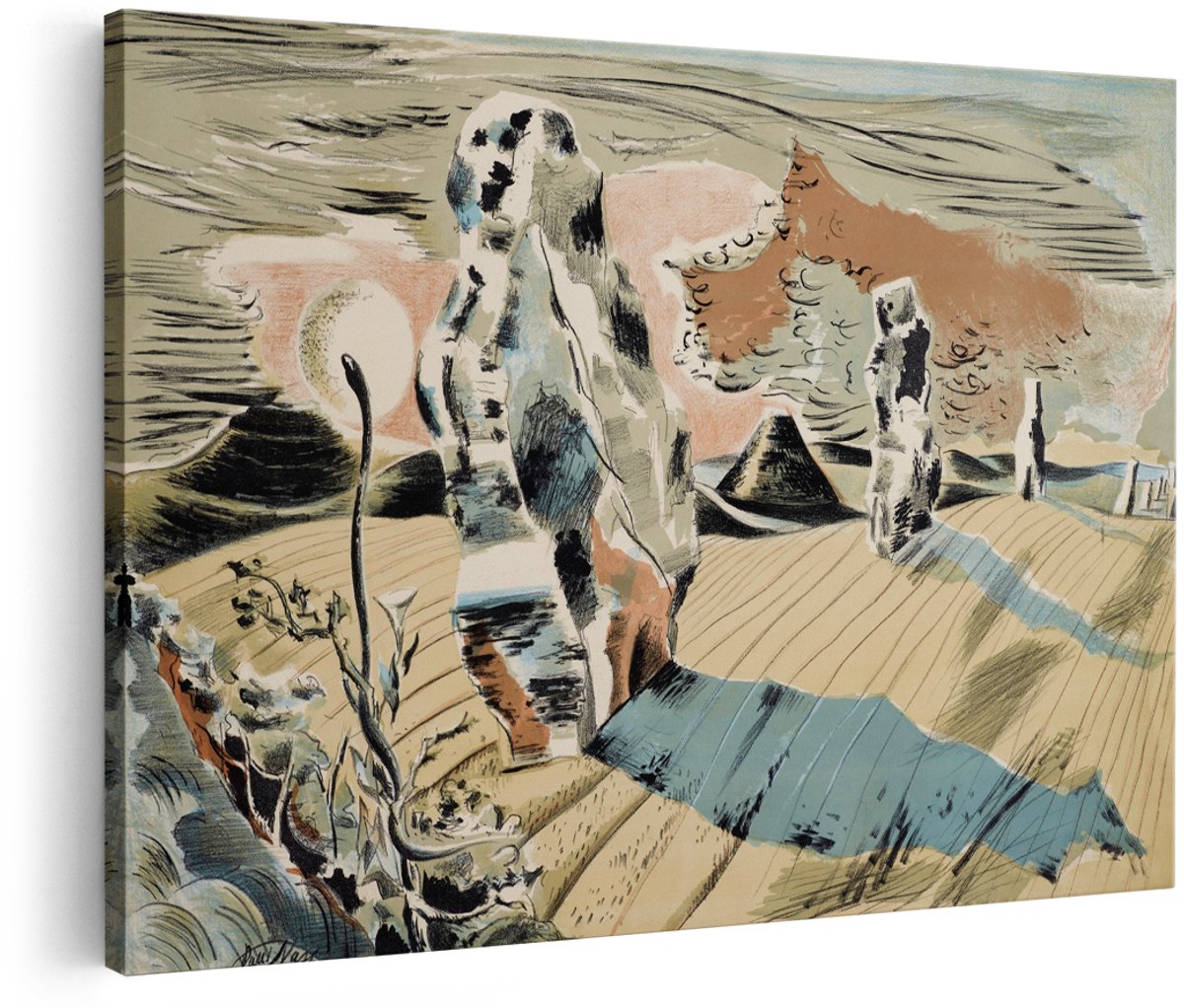 Artaza Canvas Schilderij Surrealistisch Landschap - 150x100 cm - Groot - Wanddecoratie Zonsondergang - Muurdecoratie Modern - Decoratie Rotsformaties