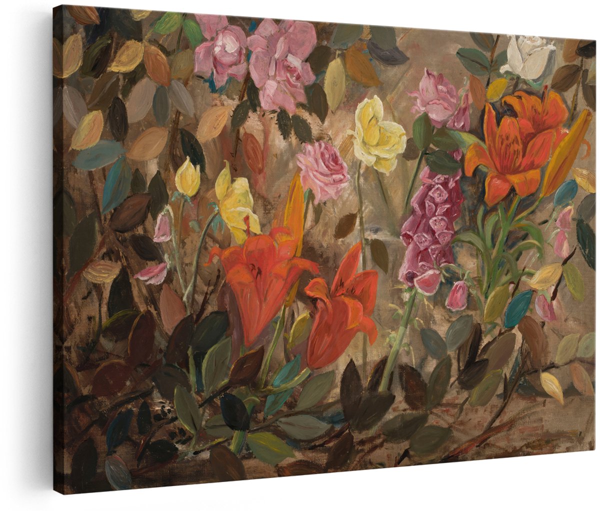 Artaza Canvas Schilderij Bloemen - 150x100 cm - Groot - Wanddecoratie Stilleven - Muurdecoratie Natuur - Decoratie Rozen En Lelies Woonkamer