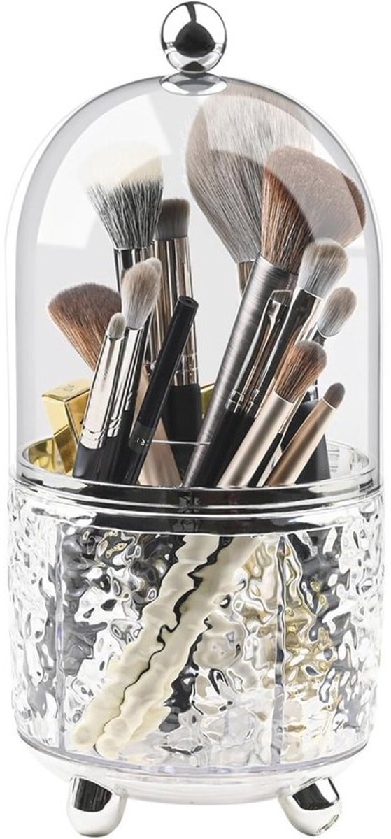 Roterende Make-upborstelhouder met Deksel - Waterdichte en Stofdichte Organizer voor Cosmetica