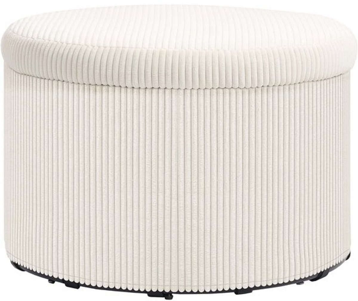 Ronde Poef met Opbergruimte en Deksel - 60 x 60 x 41 cm - Beige