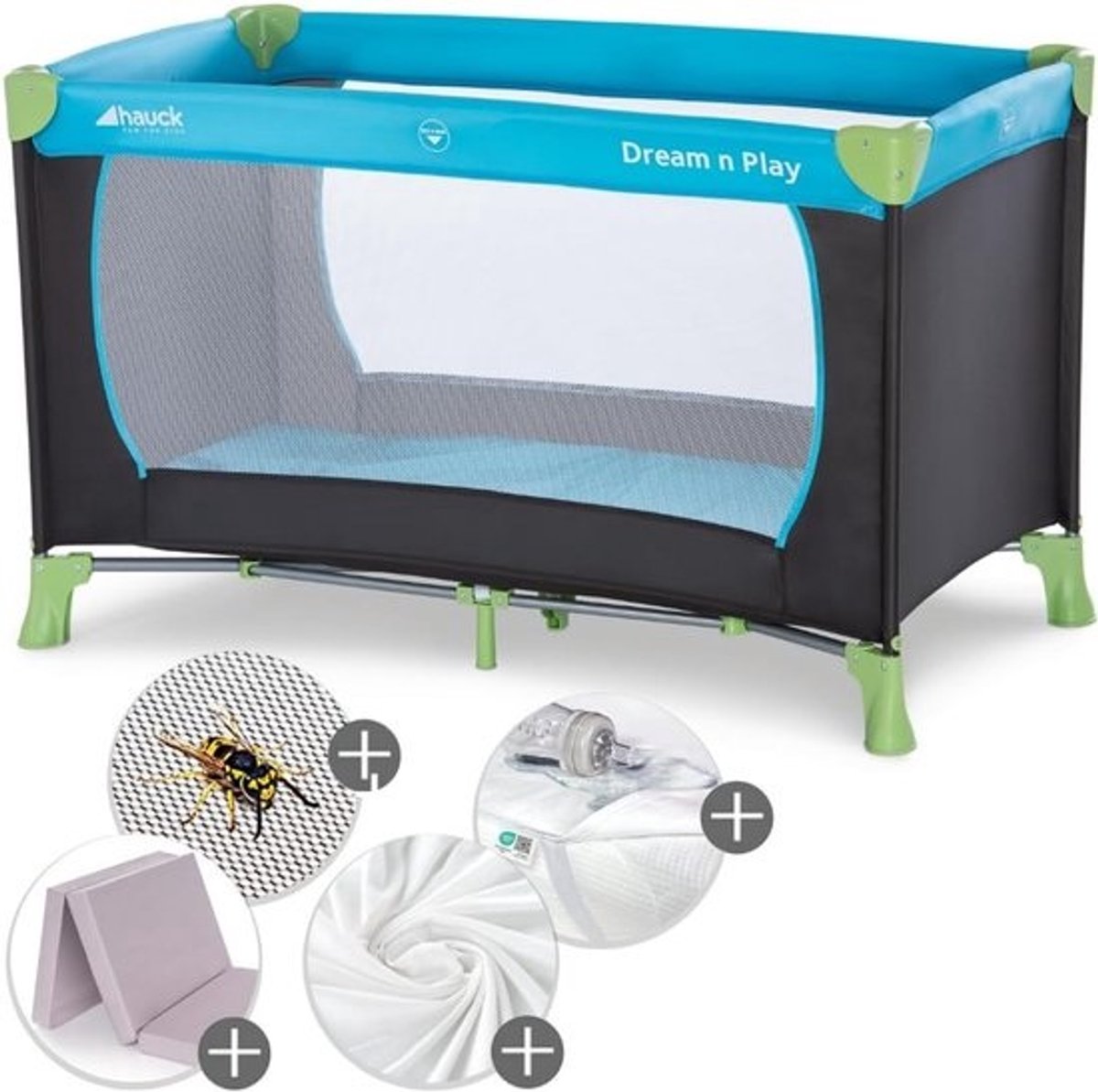 Reisbed XXL Set 5-in-1 Inclusief Matras, Molton en Lakens