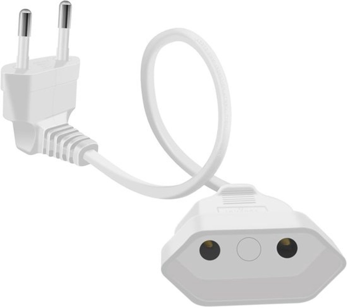 SnelShoppen - Euro Extension Cable 2.5A 250V 625W - Verlengsnoer Euro Plug - Platte Euro Stekker 90 Graden - 2 Meter Wit voor Huishoudelijke Apparaten