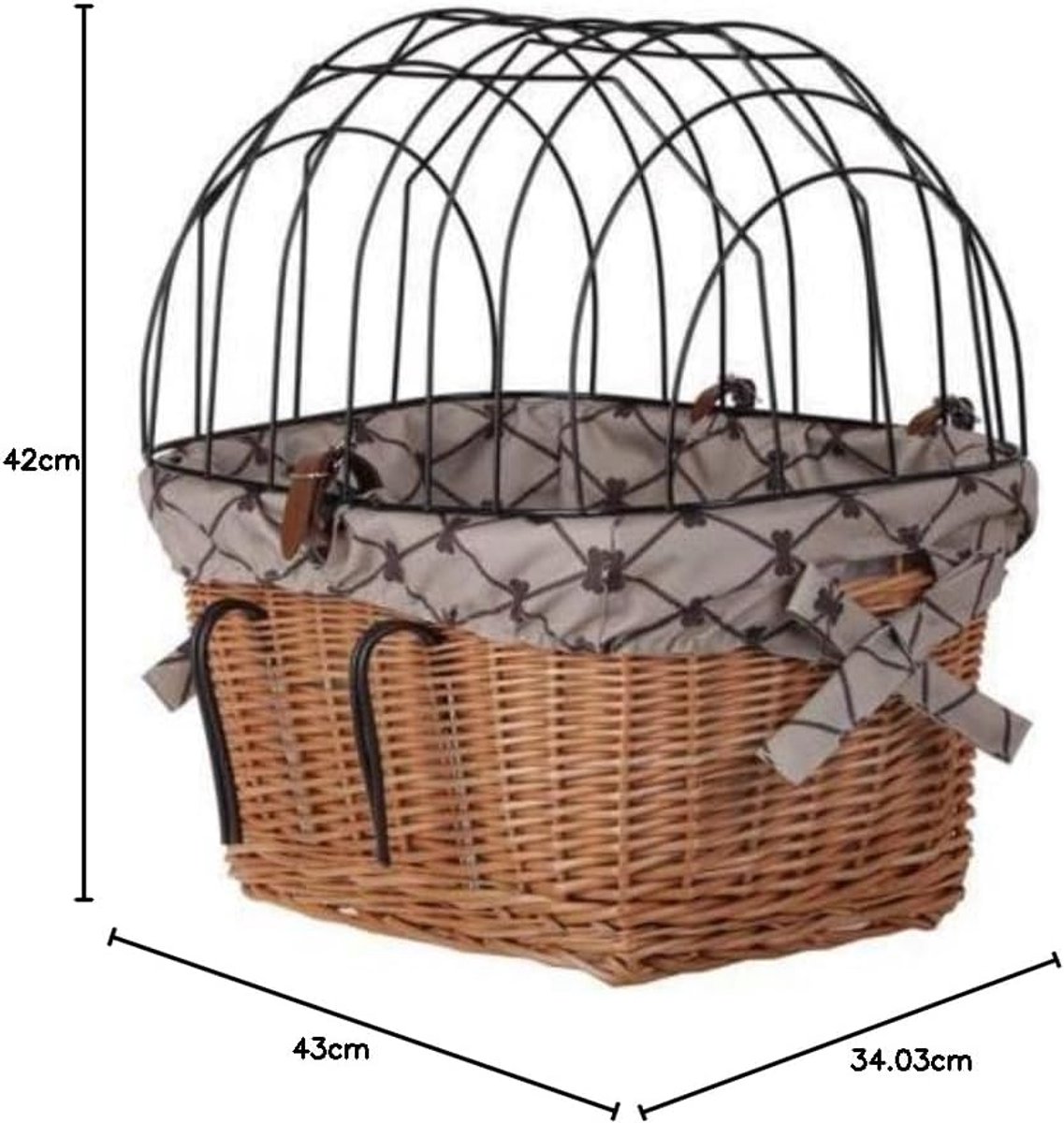 Fietsmand - Dierenvervoer - Samen Fietsen - Met Beschermrek - 43 cm - Natuurlijk Beige