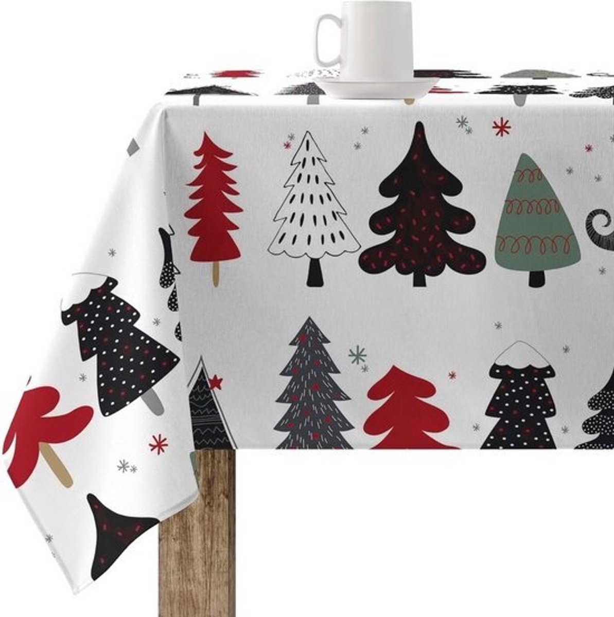 Rond Tafelkleed Katoen Diameter 180 cm Vlekbestendig Kerstprint