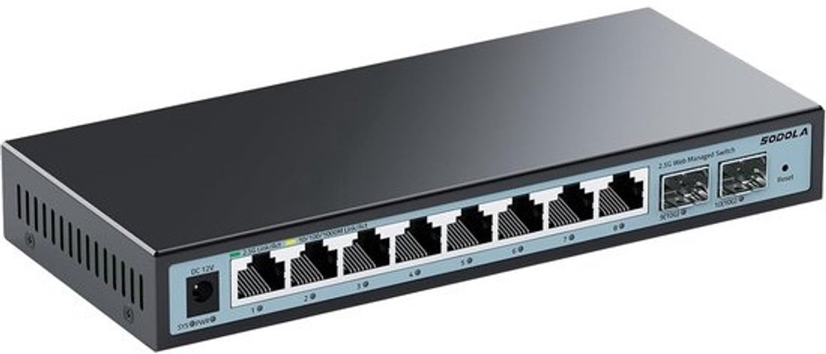 10-Poorts 2.5Gb Managed Netwerk Switch met 2x 10G SFP+ Poorten