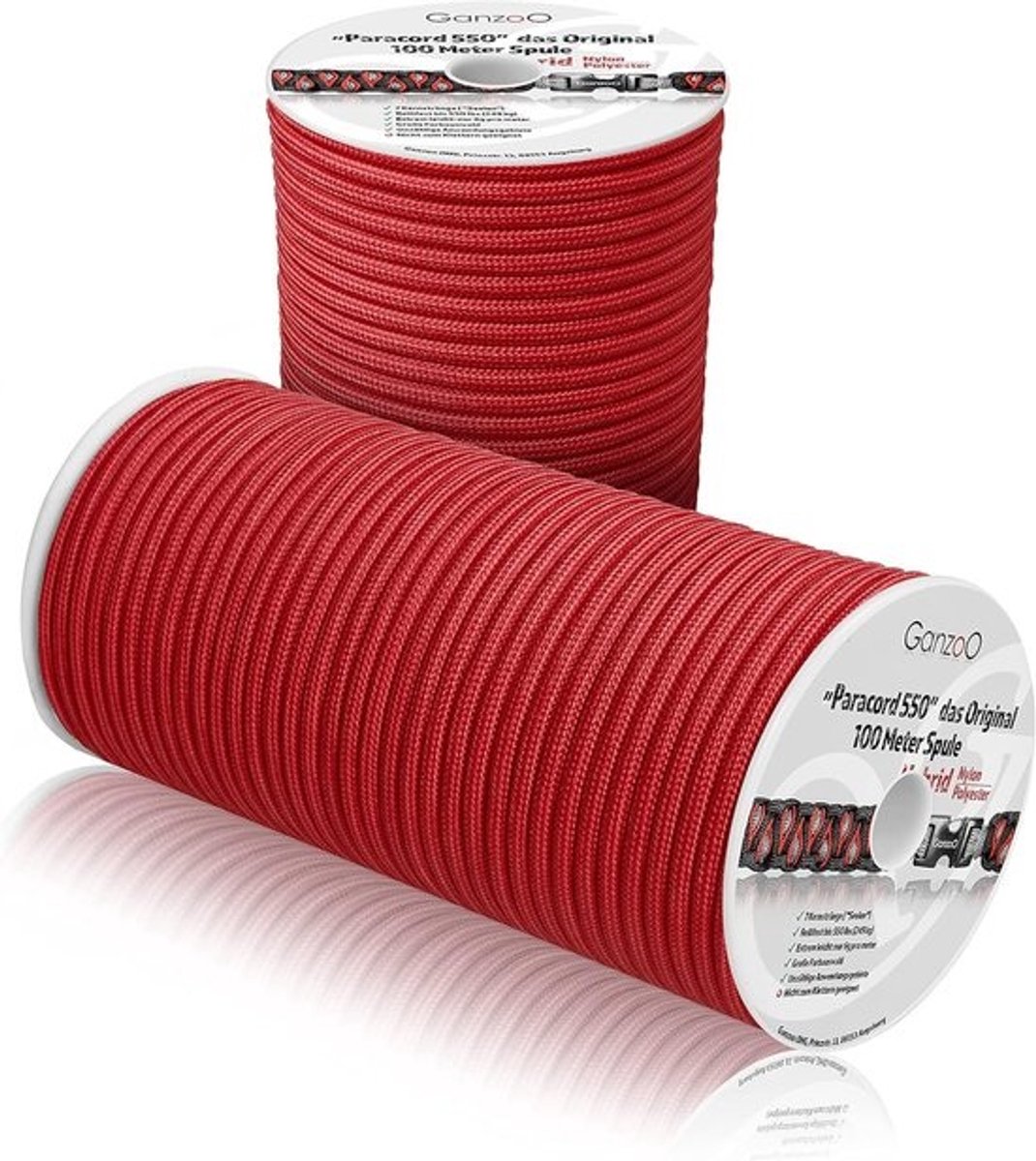 Paracord Touw - Multifunctioneel Koord - Outdoor Activiteiten - 250 kg Breeksterkte - 4 mm Dikte - Rood