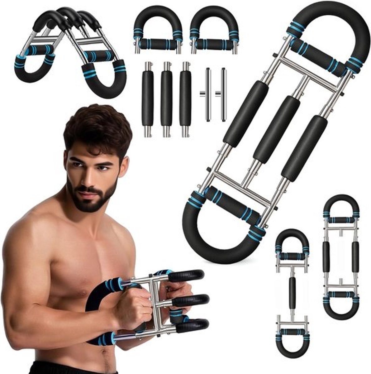 Verstelbare Krachttrainer Arm en Borsttrainer met 3 Krachtige Veren