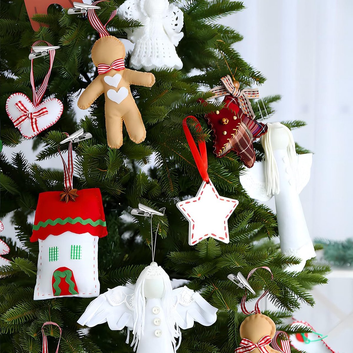 50 Stuks - kerst decoratieve metalen clips - kerstboomversiering clips - Eeendenbek ontwerp metalen clips - Kerstboomveerklemmen - voor foto's, visitekaartjes, notities, kleine voorwerpen - Voor kerstboom, bloemen, DIY decoraties voor kerst, kransen – foto 5