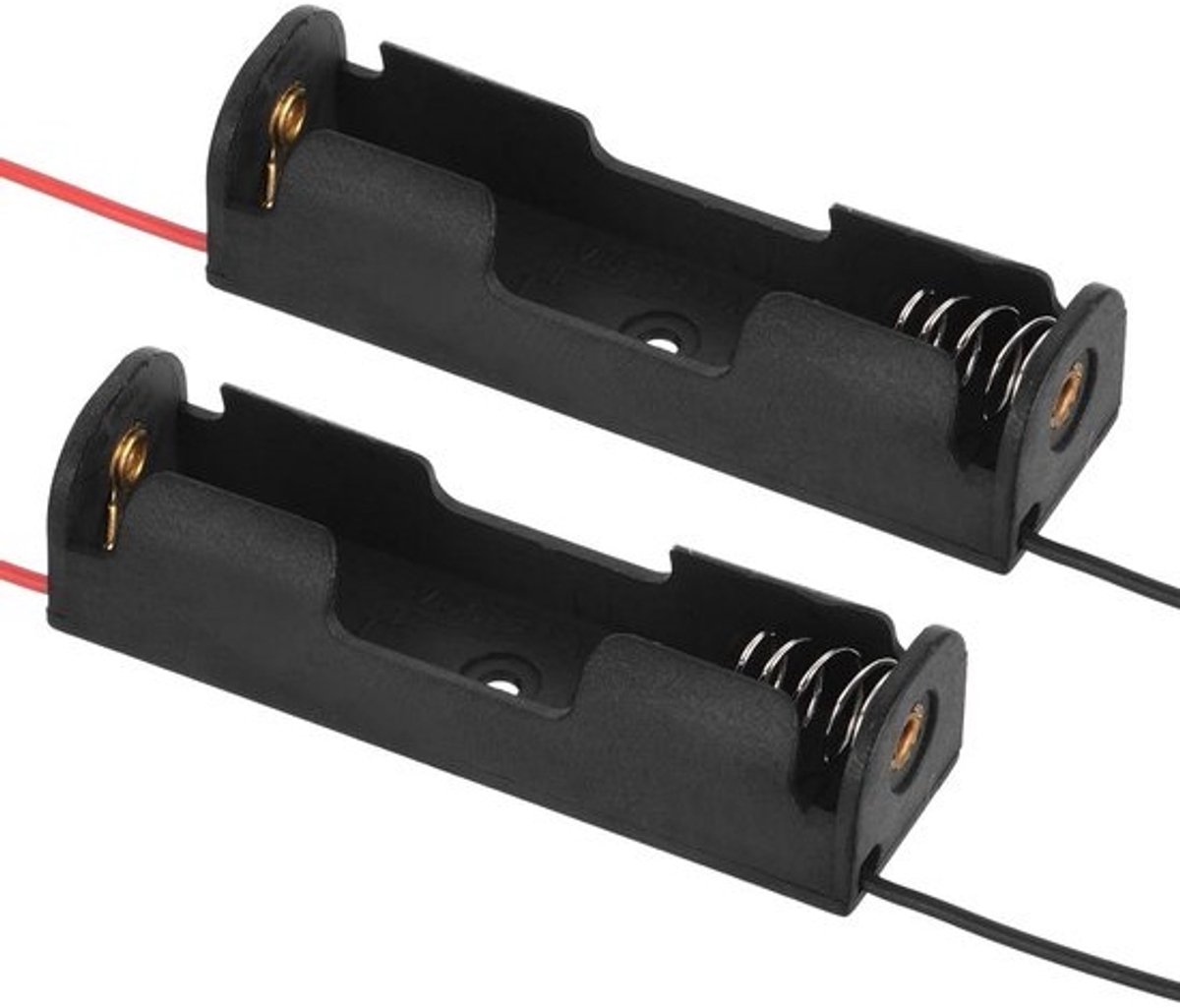 2x AA Batterijhouder 1,5V met 2 Draden voor DIY Projecten - Zwart