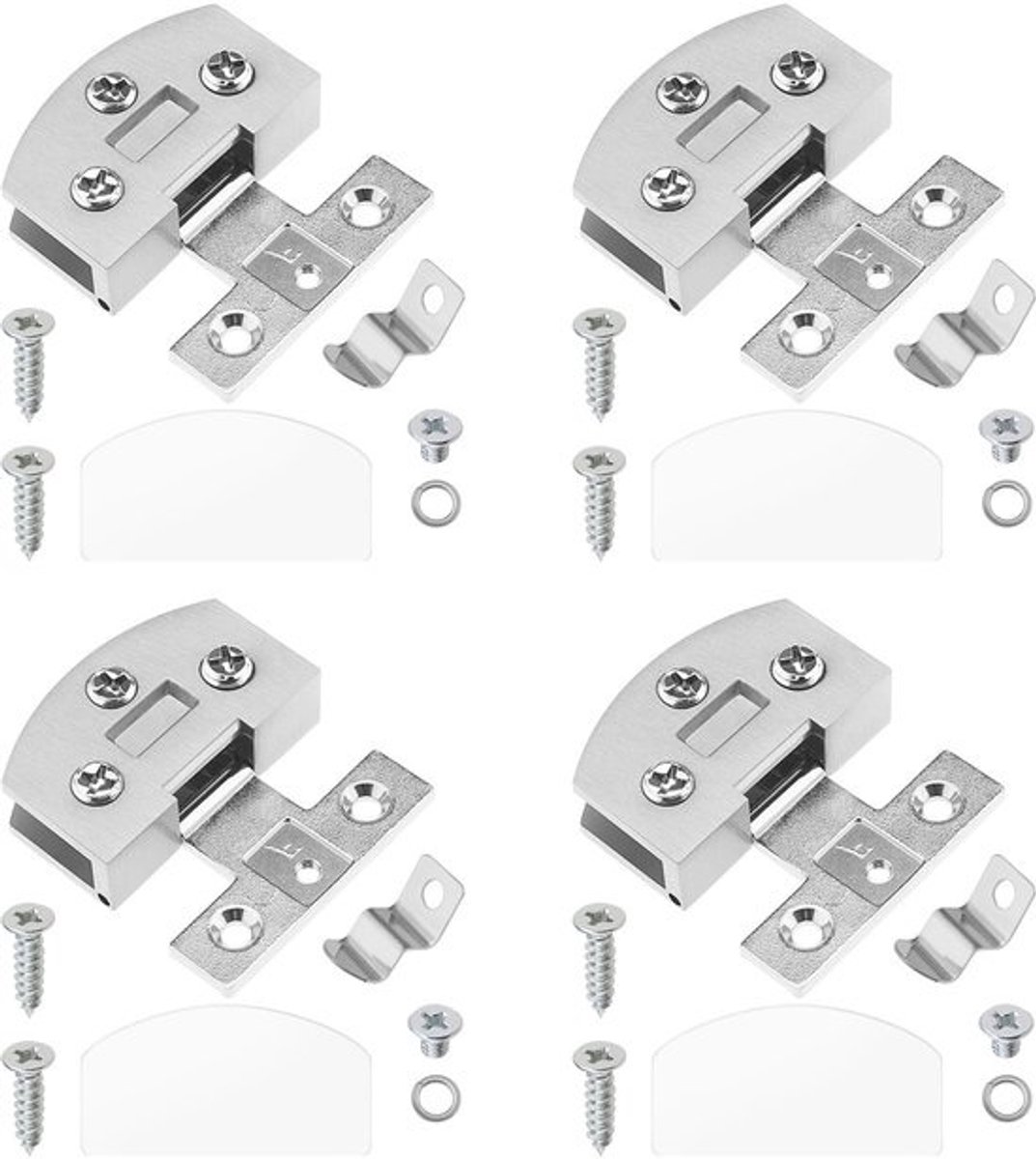 Dailygoody - Glazen Scharnieren - Zinklegering - Veilig en stevig - Zilver - Meubelaccessoires - Geschikt voor glasdeuren - 4 stuks