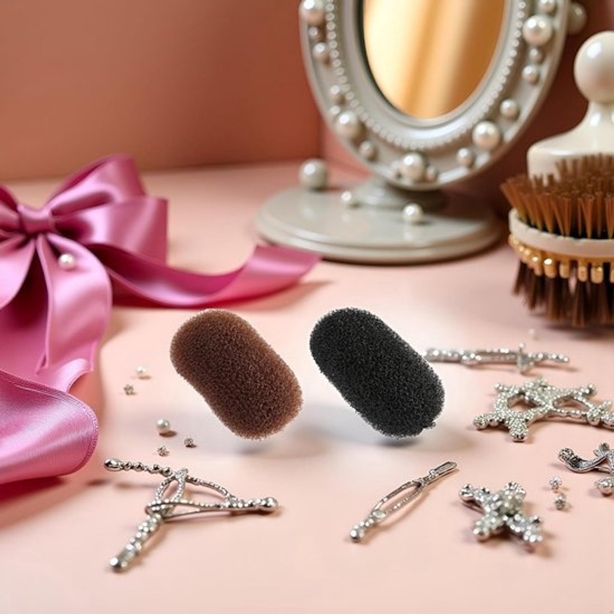 2 Stuks Haarvolume Stylingset Zwart en Bruin - Onzichtbare Bump Inserts voor Perfecte Kapsels