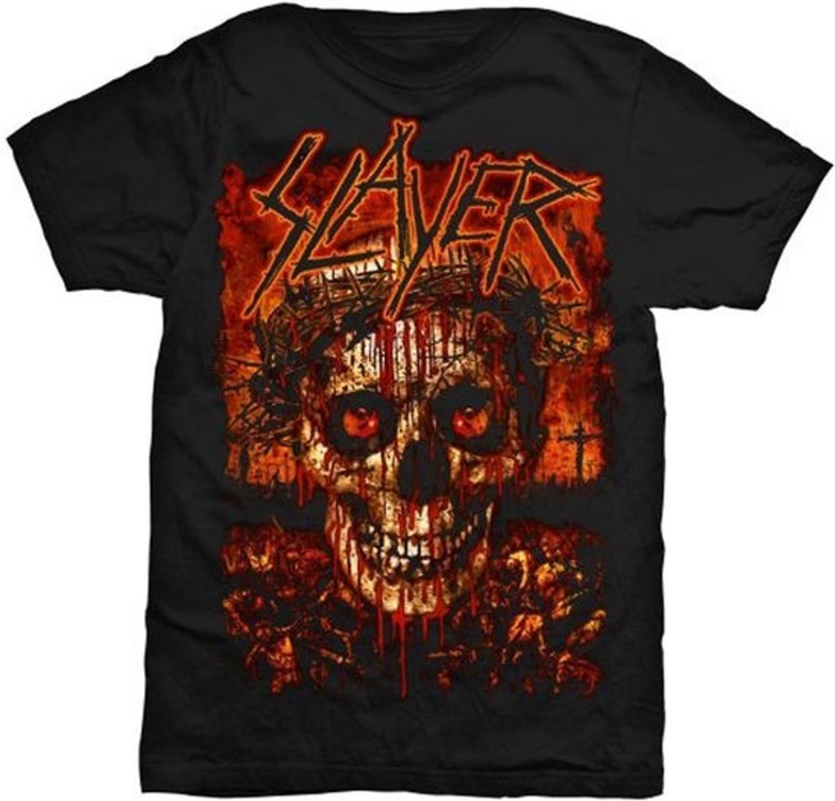 Unisex T-Shirt met Kroon Schedel Print Zwart