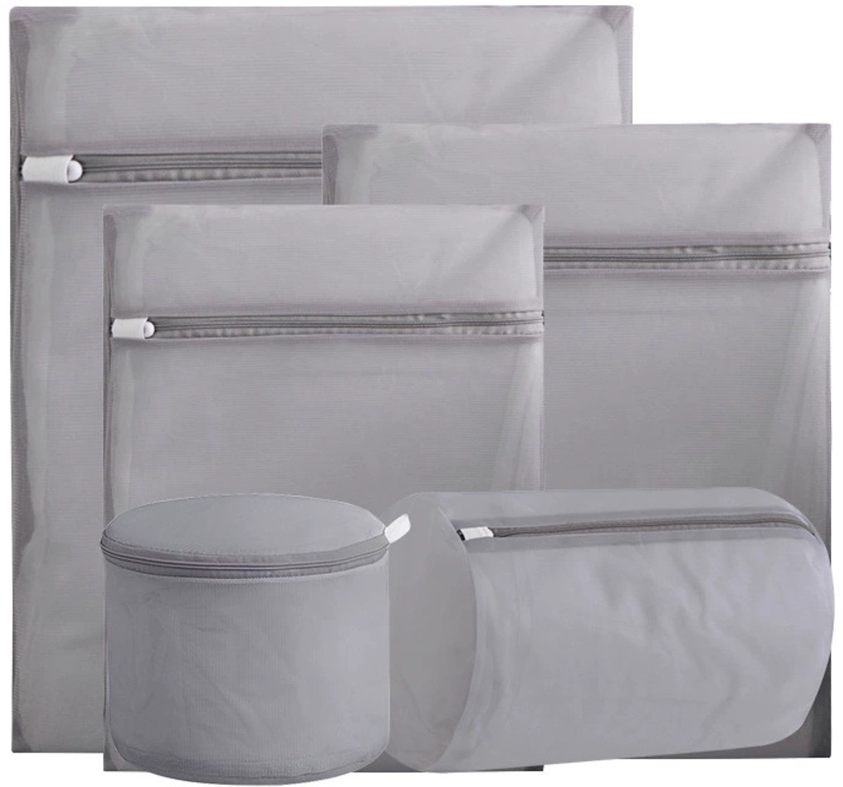 Waszakjes - Wasnetten - 5 stuks - Sterke Waszakken - met Rits - 5 maten - Waszak voor wasmachine blouses, beha's, ondergoed, beddengoed, mantels, textiel - Set 06