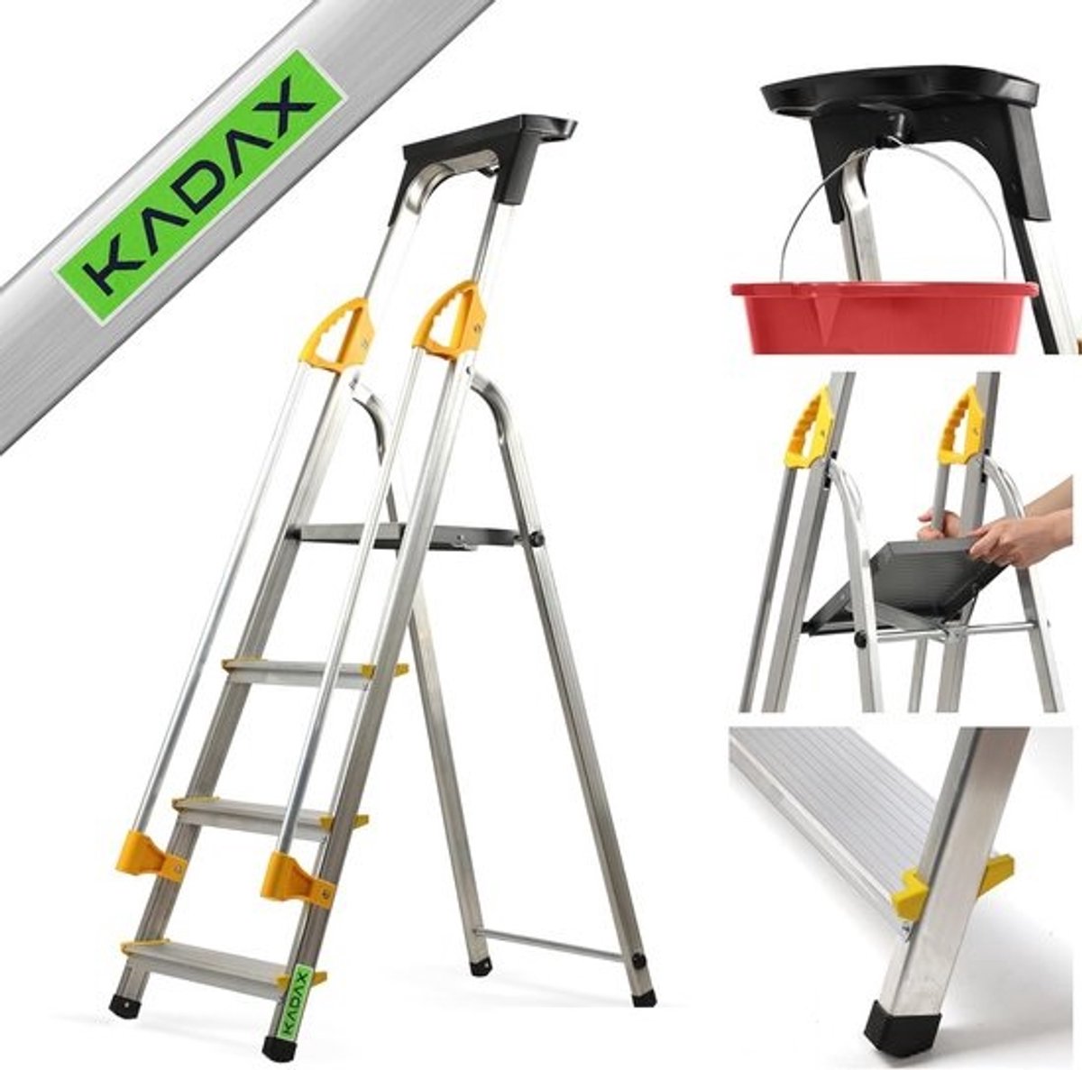 Huishoudtrap 4 Treden - Keukentrap - Inklapbaar - Antislip - Extra Stevig - Veiligheid