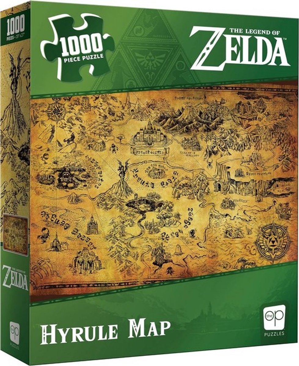 1000-delige Zelda puzzel - Hyrule kaart in antieke stijl
