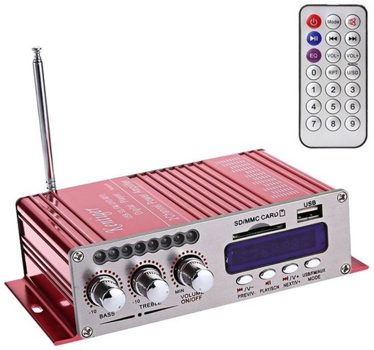 12V Mini HiFi Stereo Audio Versterker met Bluetooth, USB, SD en FM Radio voor Auto, Boot en Motorfiets