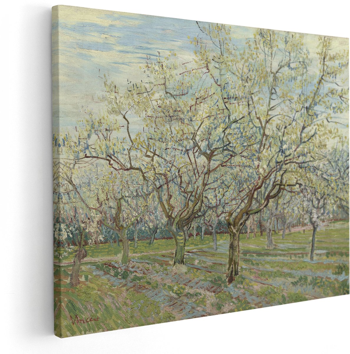Artaza Canvas Schilderij De Witte Boomgaard - Vincent van Gogh - 150x120 cm - Groot - Kunst - Wanddecoratie Woonkamer
