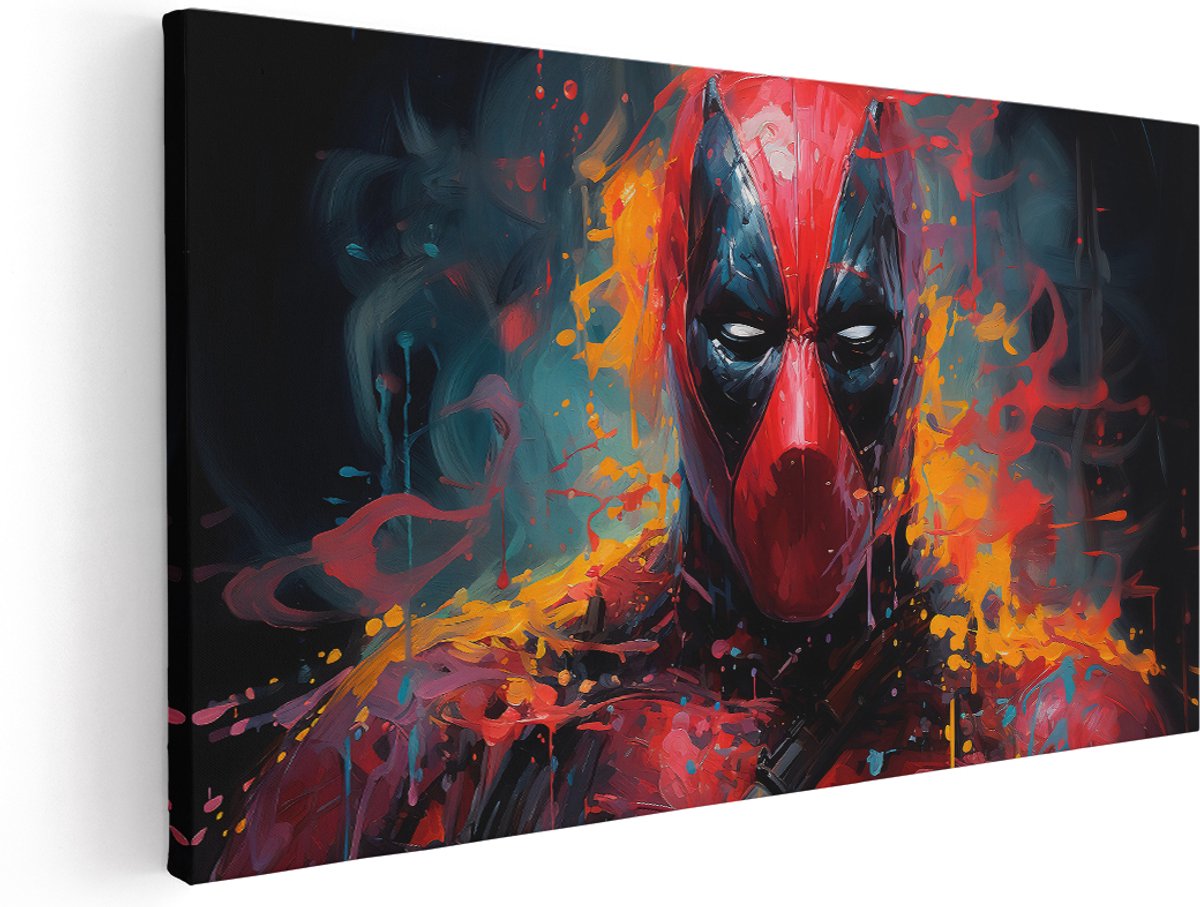 Artaza Canvas Schilderij Superheld Deadpool - 160x80 cm - Groot - Wanddecoratie Marvel Film - Muurdecoratie Abstract Portret - Schilderijen Op Canvas